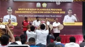 Pembukaan Musorprov XIII KONI Aceh ditandai pemukulan rapa'i di Hotel Grand Permata Hati, Banda Aceh, Sabtu (24/12/2022) malam