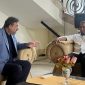 Pj Bupati Aceh Besar Muhammad Iswanto SSTP MM bersama Wakil Dubes Palestina, Mr Muammar Milhem setelah menyerahkan bantuan dari masyarakat Aceh Besar untuk rakyat Palestina di Kedubes Palestina, di Jakarta, Jumat (5/1/2024) pagi