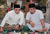 Pj Bupati Aceh Besar Muhammad Iswanto dengan Kapolres Aceh Besar AKBP Dhani Catra Nugraha pada acara Safari Ramadhan di Masjid Baiturrahmah Gampong Jantho Baru Foto MC Aceh Besar.