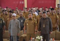 Penjabat Bupati Aceh Besar Muhammad Iswanto, S.SSTP, MM membuka musyawarah perencanaan pembangunanan (Musrembang) Rencana Kerja Pemerintah Daerah (RKPD) Aceh Besar 2025 di Aula SMK Al-Mubarkeya Selasa (23/4/2024) Foto : MC Aceh Besar