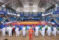 Pj Bupati Aceh Besar Muhammad Iswanto membuka cabang olahraga Kurash pada Pekan Olahraga Nasional (PON) XXI Aceh-Sumut di Gedung Hall A JSC Kota Jantho, Aceh Besar Rabu (11/09/2024). Foto: MC Aceh Besar