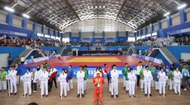 Pj Bupati Aceh Besar Muhammad Iswanto membuka cabang olahraga Kurash pada Pekan Olahraga Nasional (PON) XXI Aceh-Sumut di Gedung Hall A JSC Kota Jantho, Aceh Besar Rabu (11/09/2024). Foto: MC Aceh Besar