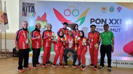 Skuad Boling Aceh di PON XXI berpose sejenak usai pertandingan, Rabu (11/09/2024) di Medan. Foto : Humas KONI Aceh.