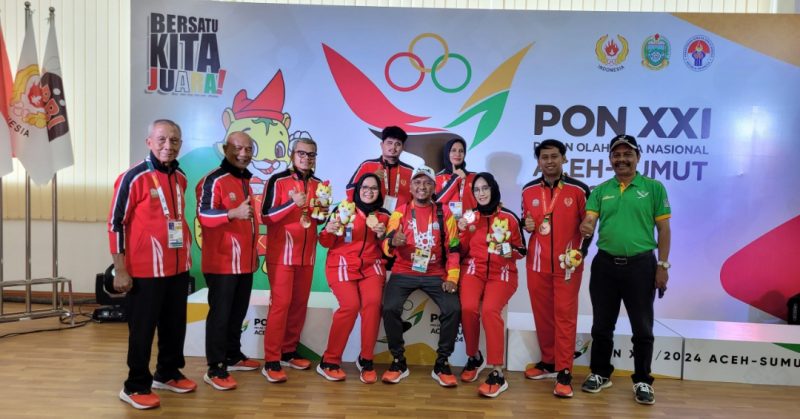 Skuad Boling Aceh di PON XXI berpose sejenak usai pertandingan, Rabu (11/09/2024) di Medan. Foto : Humas KONI Aceh.