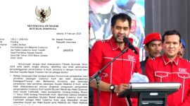 Surat Mendagri Tito Karnavian meminta izin Presiden Prabowo untuk melantik Mualem-Dek Fad sebagai Gubernur Aceh pada 12 Februari 2025 di gedung DPRA. (Foto: Dok.infoaceh)