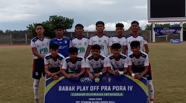 Aceh Besar memastikan diri lolos ke PORA XV Aceh Jaya 2026, usai mengalahkan Tamiang 2-1 dalam pertandingan babak Play Off Pra PORA Cabor Sepakbola tahun 2025, di stadion Blang Paseh, Sigli, Kamis (10/7/2025) sore. (foto/ist)