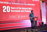 Gubernur Aceh, Muzakir Manaf, Memberi sambutan sekaligus membuka secara resmi International Discussion and commemoration 20 year of the helsinki MoU di Hermes Palace, Kamis (14/08/2025). Foto: Humas Aceh